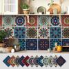 12Pcs Mandala Pattern Backsplash Tile Stickers Multicolor Design Waterproof Peel and Stick Tile Classic Style Self-Adhesive