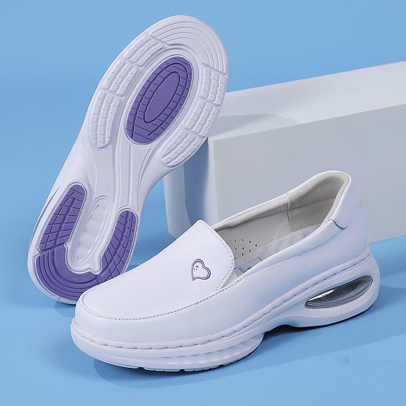 Damen Schwesternschuhe - Weich, Atmungsaktiv, Rutschfest, Bequem, Flacher Absatz, Luftpolster, Höhenerhöhend, Echtes Rindsleder für Medizinische Arbeit