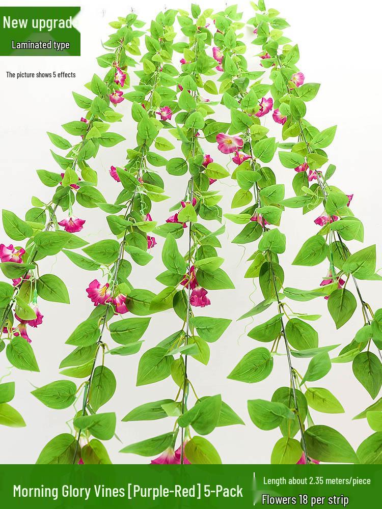 Artificial Rattan Morning Glory and Green Ivy Leaf Vine for Decoration