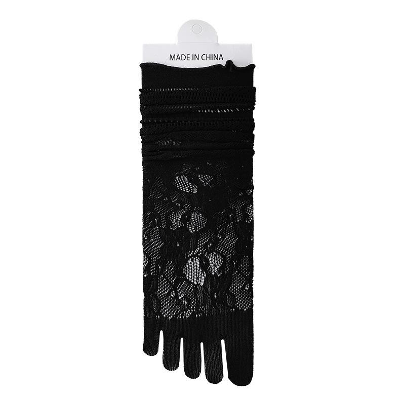 Women's Sheer Lace Five-Toe Mid-Calf Socks - Summer Edition