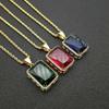European and American Jewelry, Gold-plated Diamond Rectangular Gemstone Pendant Necklace 2026