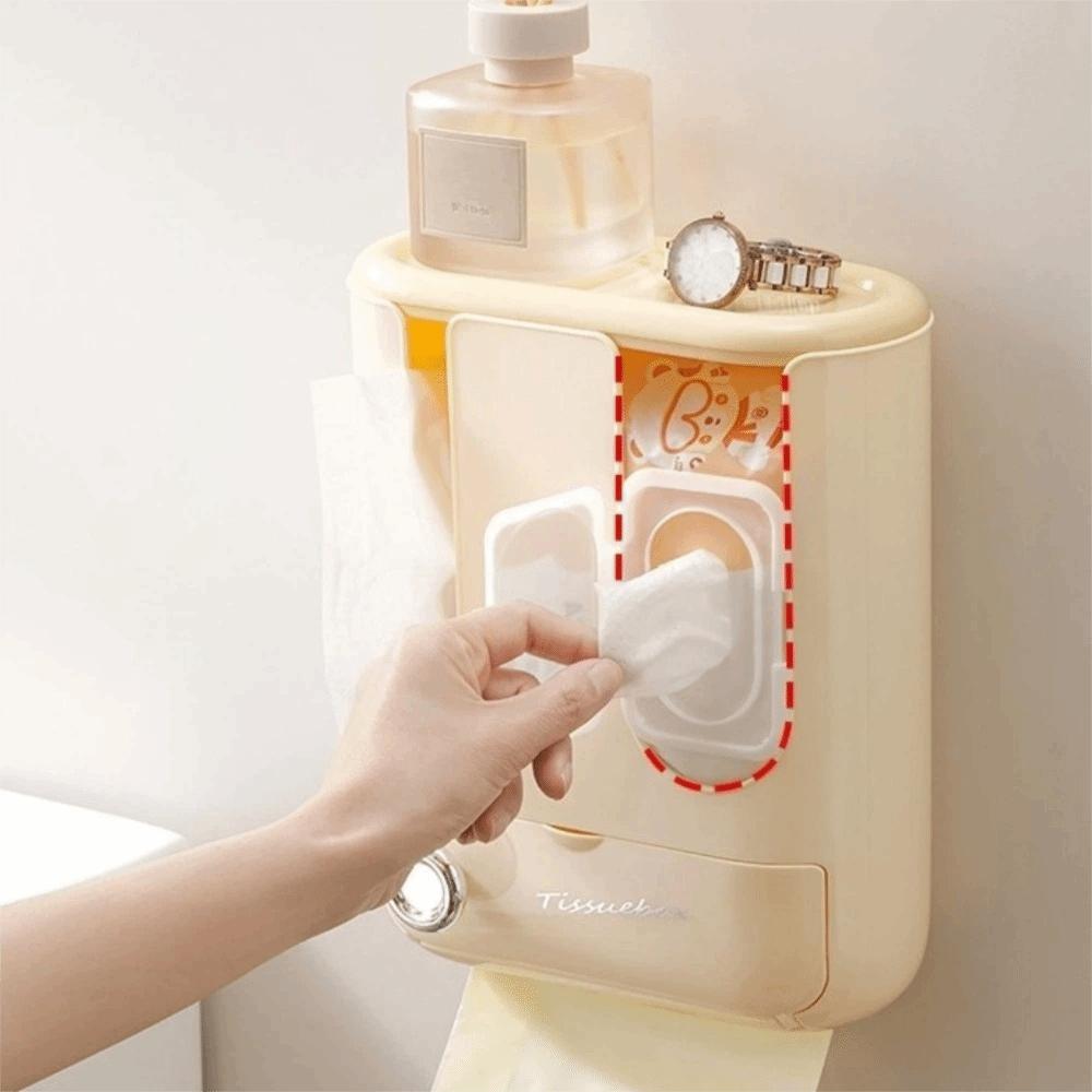 Space Saving Wall Mounted Tissue Box Plastic Garbage Bag Storage Rack Napkin Paper Case Office