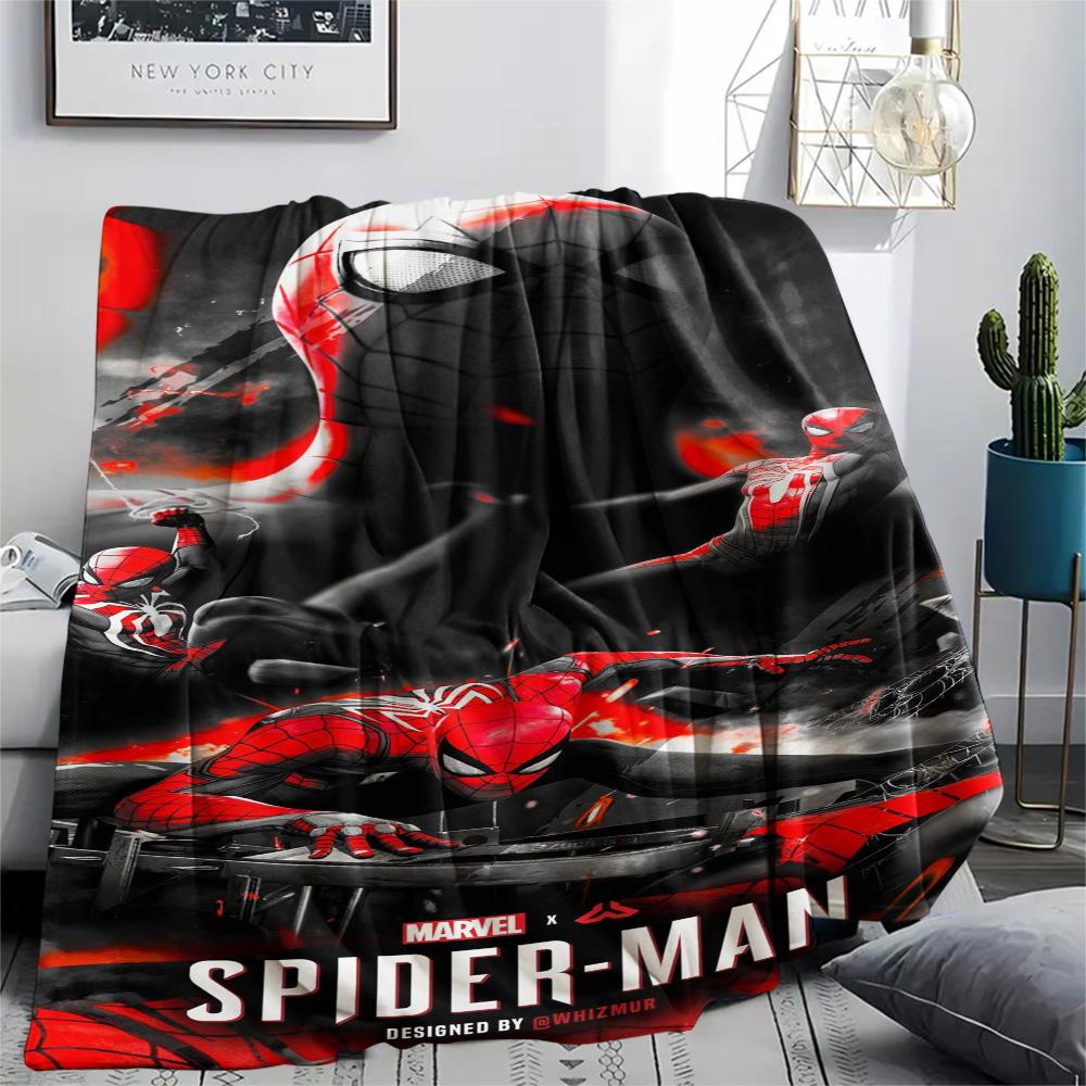 Spider Man Black Graphic Blanket Suitable For All Seasons Camping Trip Air Conditioning Blanket Christmas Gifts Digital Printing