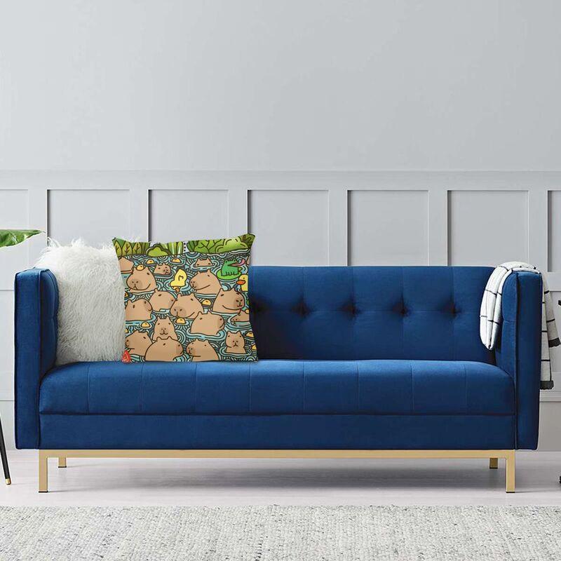 A Pond Full Of Capybara Square Pillow Cover Home Decor Cushions Throw Pillow For Living Room Double-Sided Printing