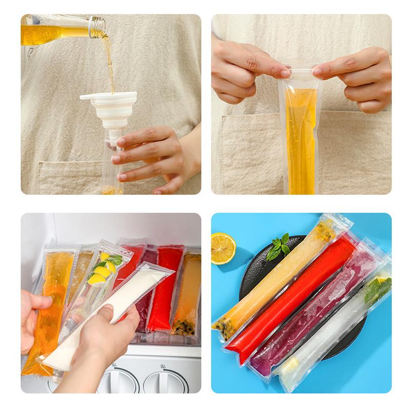 50 Pieces For Sale Disposable Ice Popsicle Mold Bags Freezer Tube Seals Yogurt Ice Cream Sticks Juice Smoothies Food Grade Bag