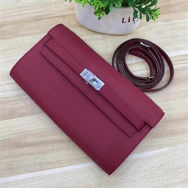 Sac femme première couche cuir de vachette bandoulière réglable long portefeuille KL bandoulière unique bandoulière fermeture éclair cuir de vachette petit sac carré tendance