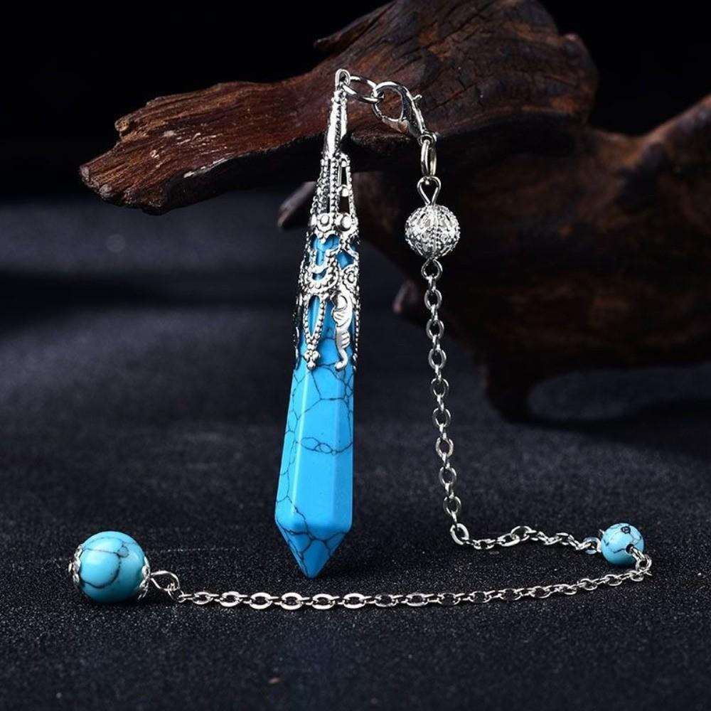 Energy Natural Crystal Pendulums Hexagon Cone Witch Spiritual Pendulos Jewelry Gift