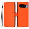 Wallet Case for Pixel - Leather/PU, Orange, With Lanyard