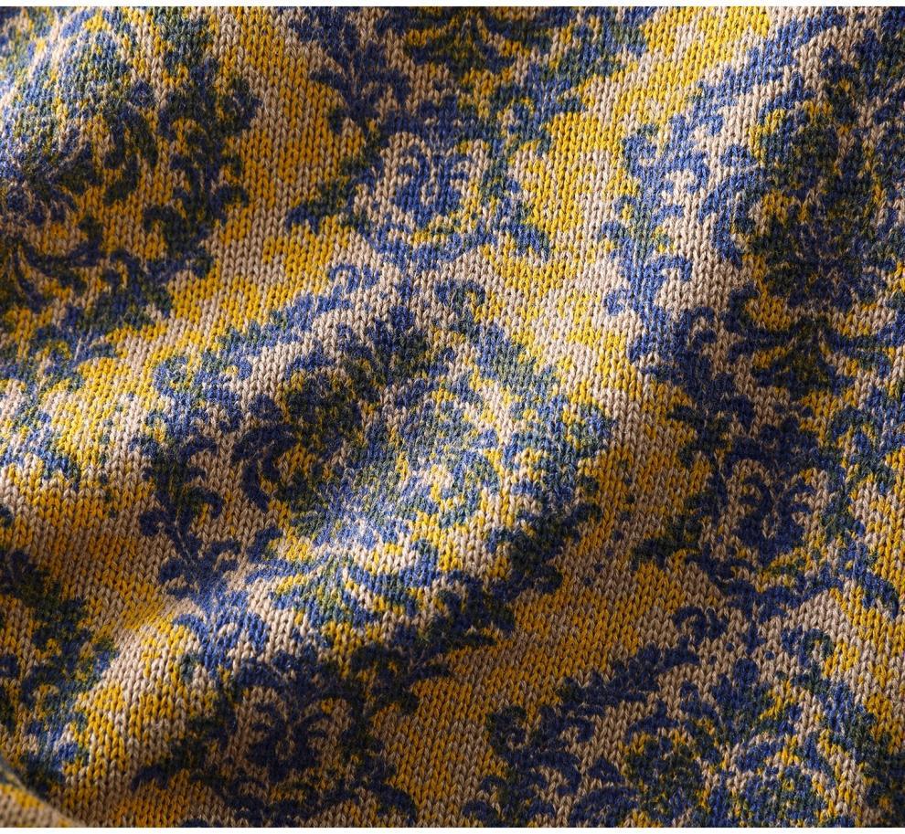 Vintage Ethno-Print Damen Halbhoher Kragen Übergröße Locker Gestrickter Pullover für Herbst/Winter