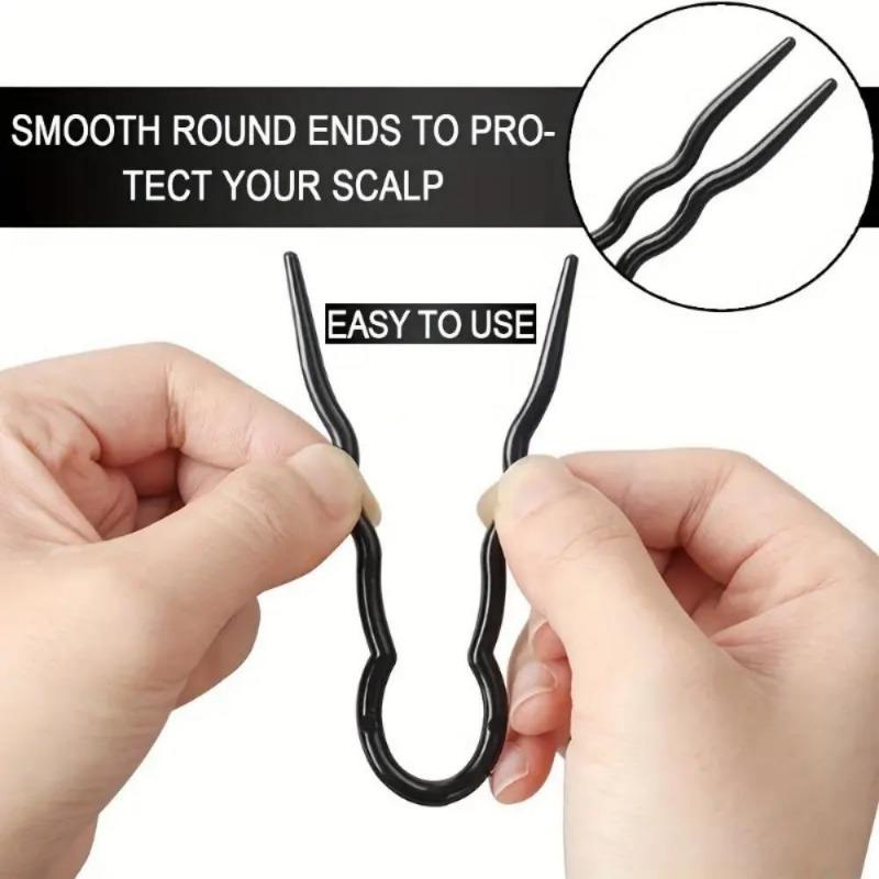 3 Pcs/Set U Shape Hair Clips Bun Maker Ponytail Holder Women Simple Style Hair Accessories