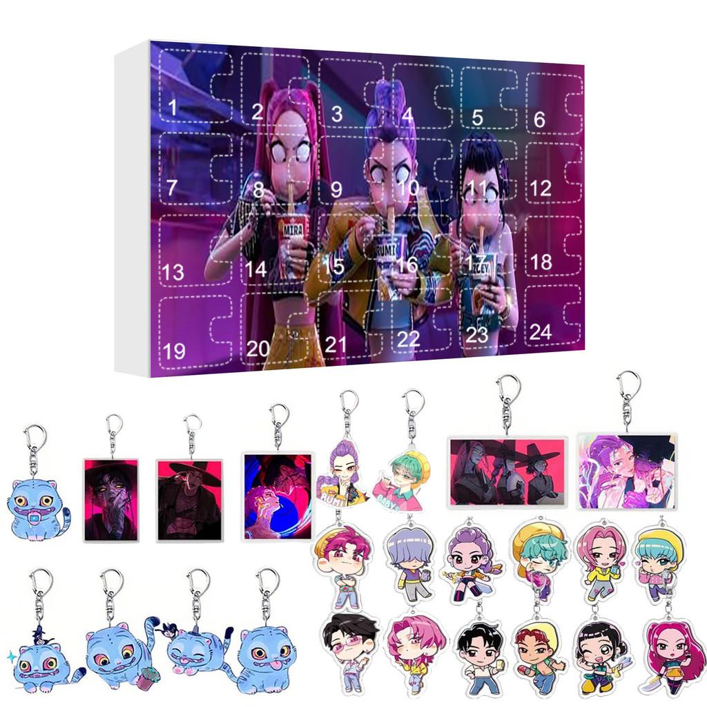 Kpop Demon Hunters Christmas Calendar Acrylic Keychain With Hanging Ornament For Fans And Collectors
