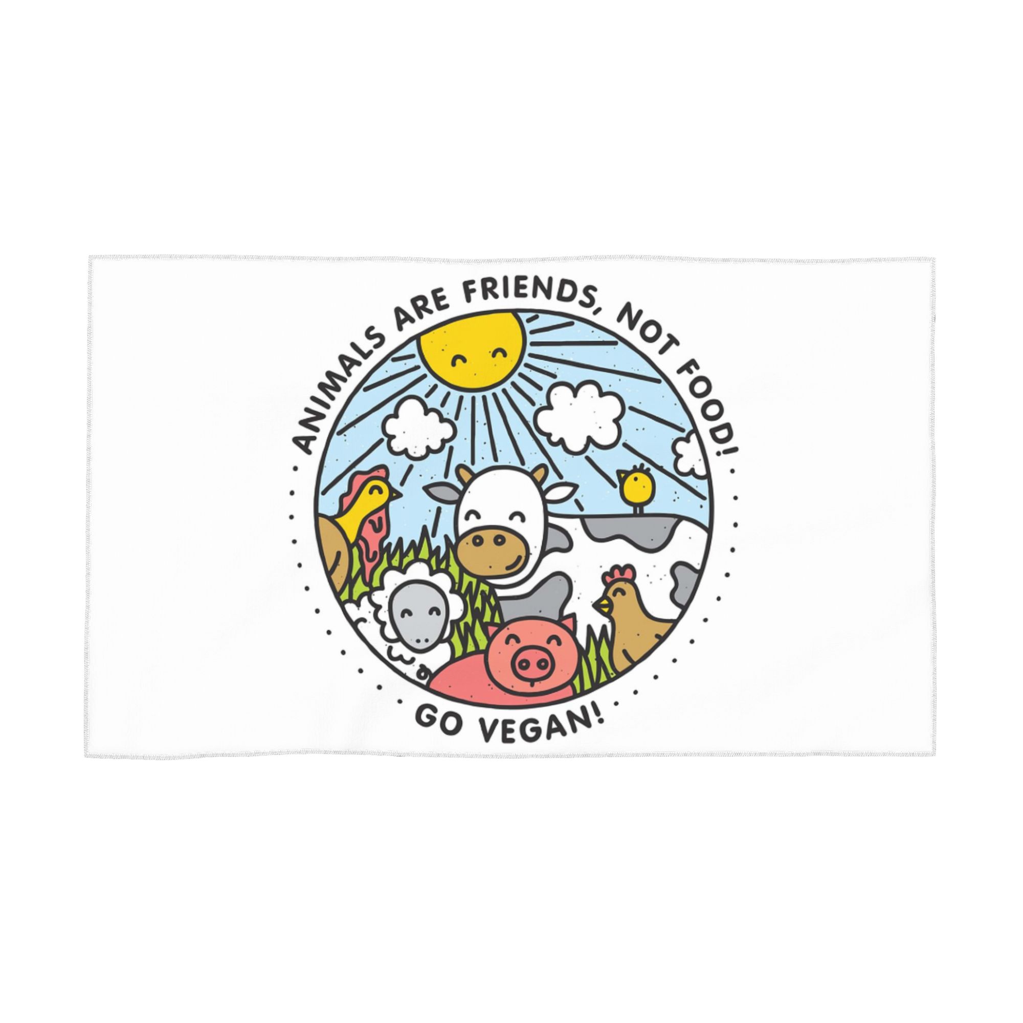 Animals are friends, not food! Go Vegan Soft Face Towel Quick Dry Pool Bath Cotton Towels Absorbent Quick W30*H60(CM)