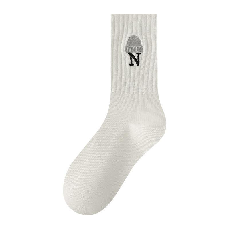 

Autumn Winter Women s Knee-High Socks–Fashion Letter Print Mid-Calf Sports Socks, Comfortable Breathable Cotton Blend, Anti-Odor One Size