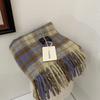 New plaid autumn and winter scarf women's Korean atmosphere tassel warm neck protection mohair thickened scarf