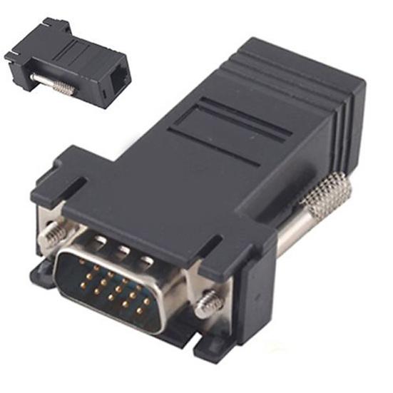 VGA Extender Stecker CAT5 CAT6 RJ45 zu LAN Buchse Netzwerkkabel Adapter Kit