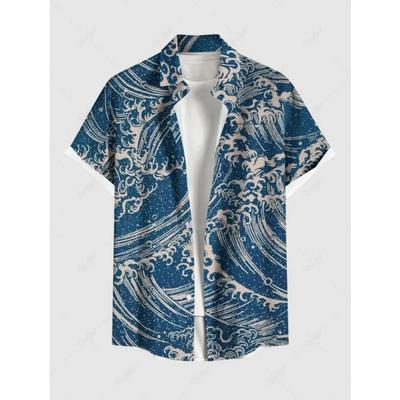Summer Adds 3D Printed Hawaiian Shirts with Buttons, Beach Vacation Shirts, Short-sleeved Shirts and Casual Shirts for Men