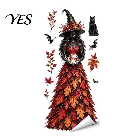 Seasonal Glass Stickers Halloween Witch/Ghost Window Clings, Removable Static Stickers, Waterproof PVC Decals, Fall Festival Ornaments Decorative for