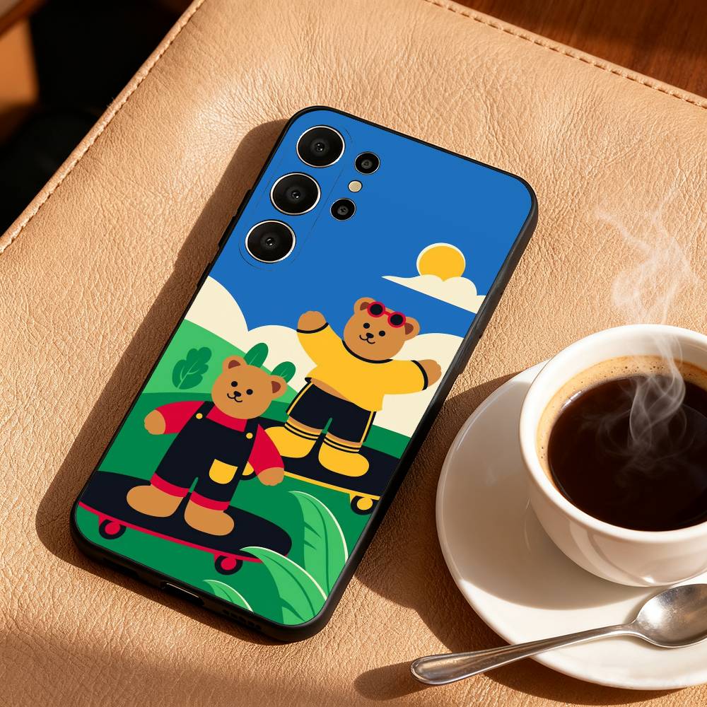 CUTE W-Wiggle C-Cookie Phone Case For Samsung S26,S25,24,23,22,30,21,10,9,Ultra,Plus,Lite,Black Soft Case