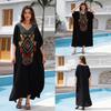 "European & American Embroidered Cotton Maxi Skirt: Women's Beach Sun Protection Robe"