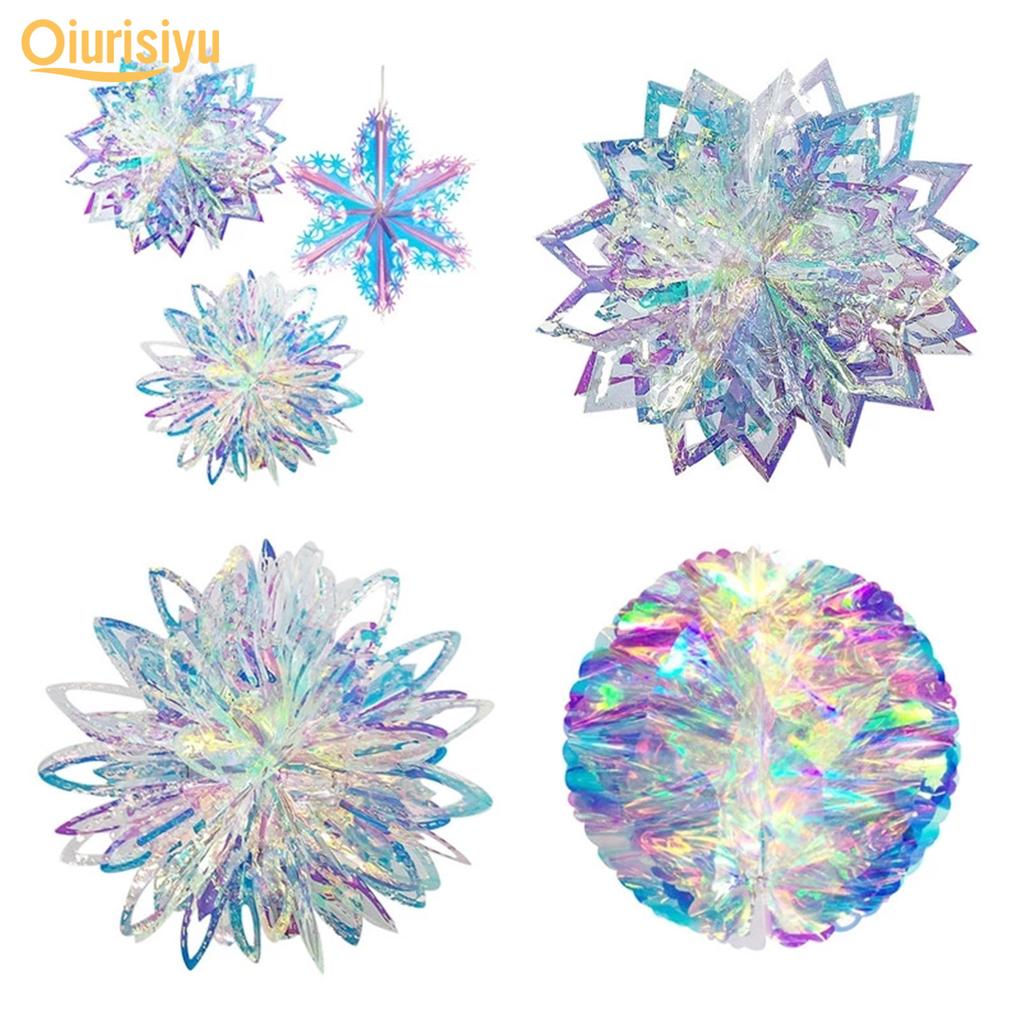 Neon 3D Snowflakes for Home Christmas Hanging Pendant