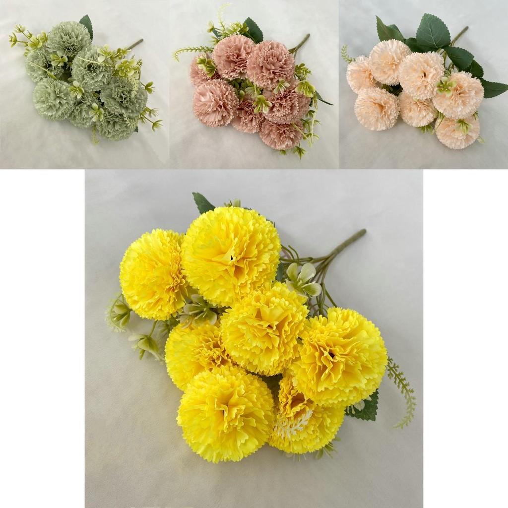 Silk Fabric 7branch Fulu Carnation Artificial Flower Bouquet For Wedding Decor And Photography