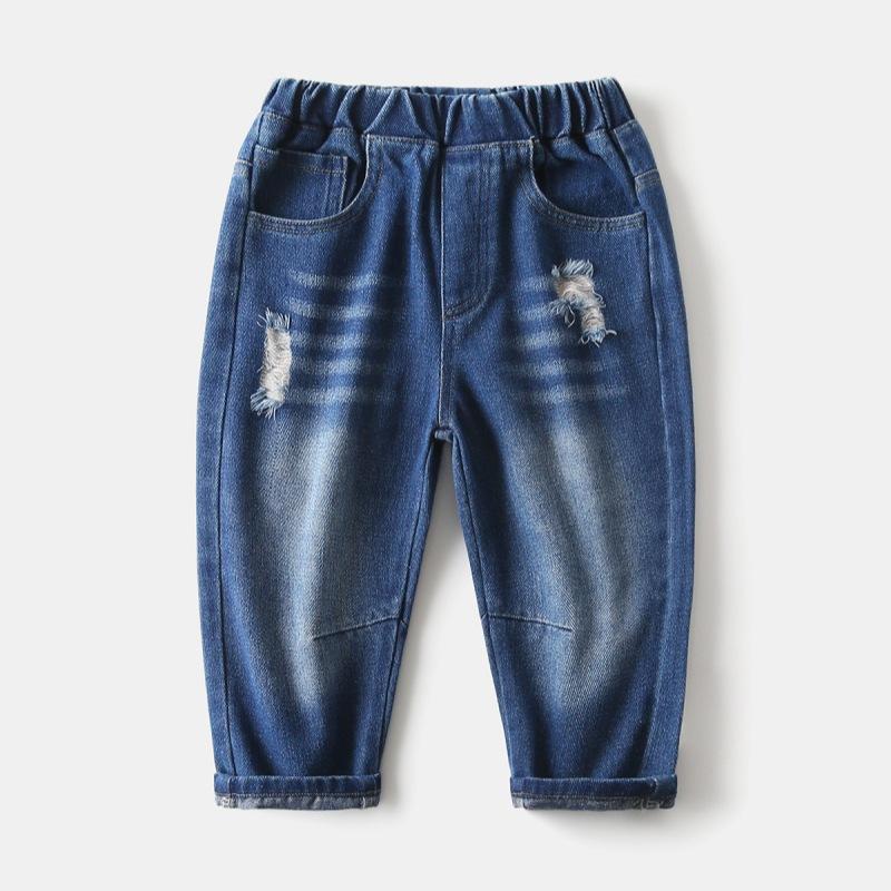 

Детская одежда Джинсы Мальчиковые длинные брюки Детские рваные джинсы Модные 140