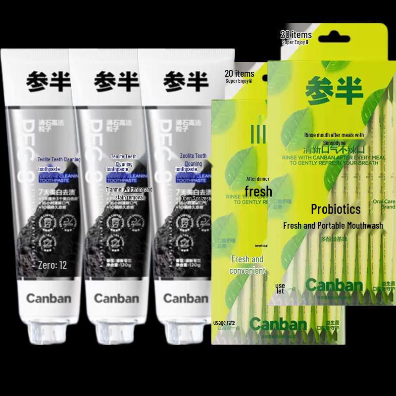 Can Half Zeolite Teeth Cleaning Toothpaste & Mouthwash Set