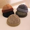 Fashionable Patchwork, Perforated Knitted Edge Landlord Hat, Retro and Aged, Casual, Cool and Artistic Style Melon Rind Hat