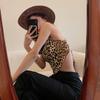 Women's Leopard Print One-Shoulder Backless Camisole for Summer Layering