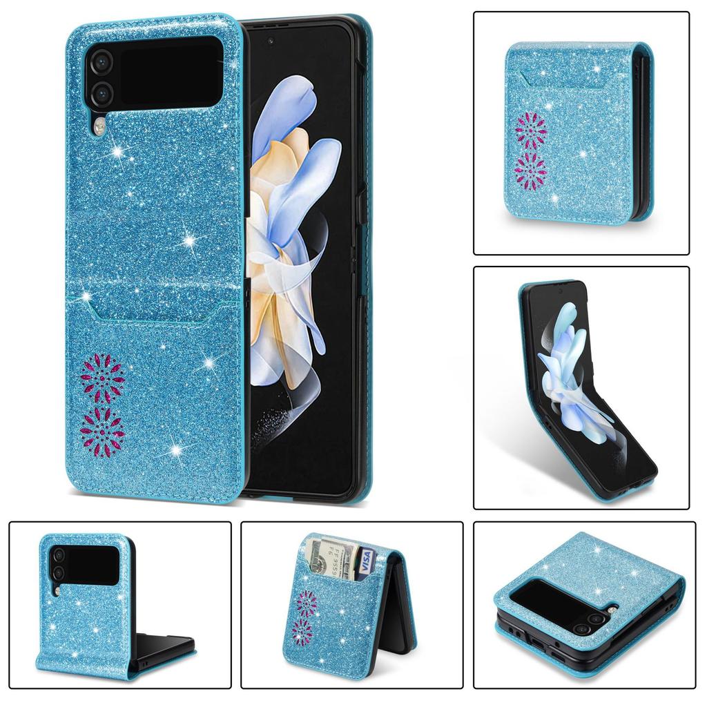 Suitable for Samsung Z Flip4 Mobile Phone Case Z Flip3 Glitter Star Card Anti-drop Protective Case 3rd Generation Folding