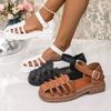 Reclaimed Shoe - Vintage Women's Shoes - Chunky Heel Sandals - Flat Round-toe Shoes