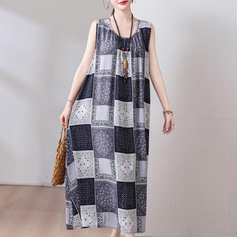 Plus Size Summer Long Dress for Women Clothes Elegant Sleeveless Loose Casual Dress