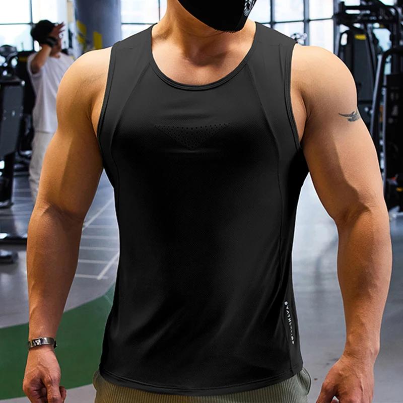 Men Running Tank Tops Outdoor Workout Marathon Sleeveless Vest Mesh Sports Clothes Gym Jogging Underwear Fitness Tees Shirts