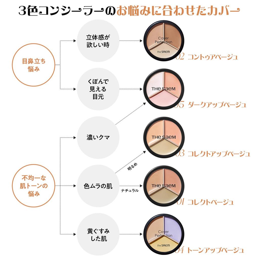 The Same Japan Official Cover Perfection Triple Pot Concealer 03 Correct Up Beige 1178