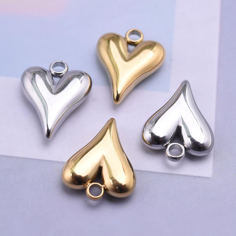 8pcs Fashionable Versatile Metal Heart Accessory Charm Pendant Diy Handmade Bracelet Necklace Stainless Steel Pendant Jewelry