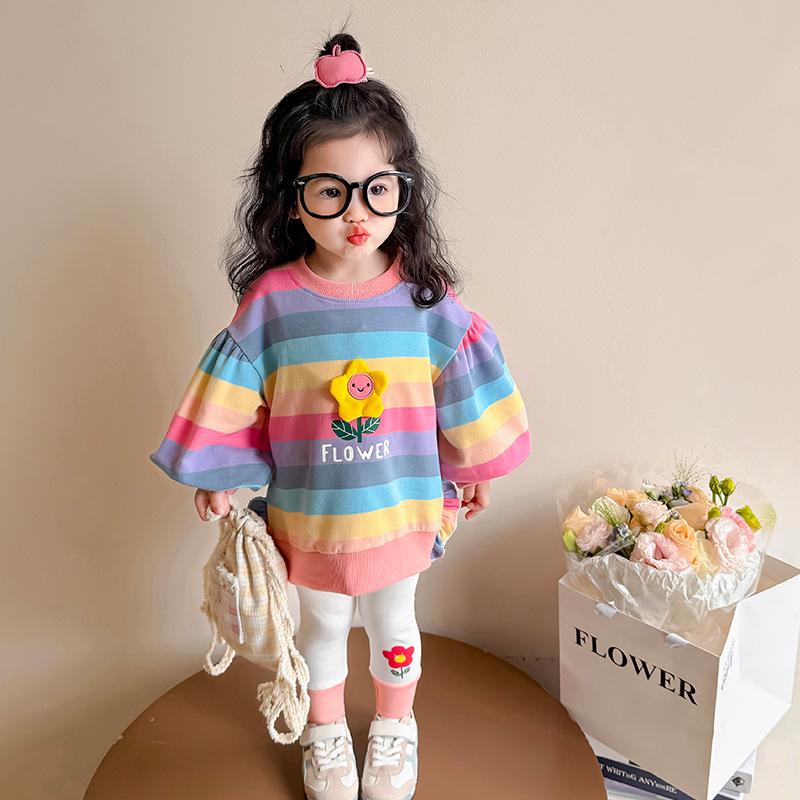 

Модный полосатый костюм-двойка для девочек, весна 2025 120 cm