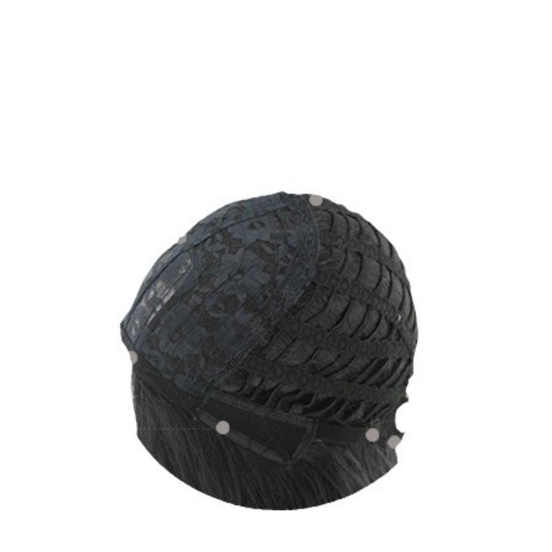 Ladies' Short Hair Temperament Mixed Color Wig Black Gradient Gray Texture Short Curly Hair Headband