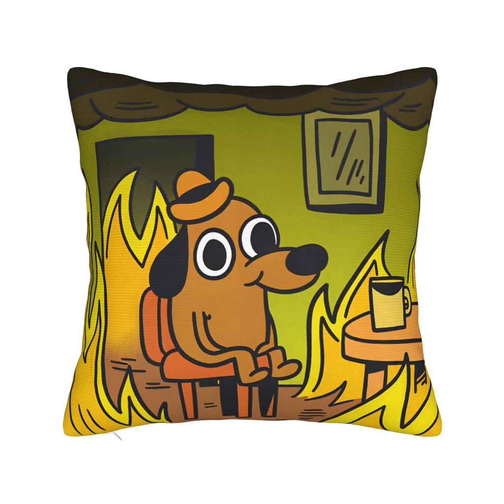 This Is Fine Dog Pillowcases Kawaii Pillow Case For Sofa Home Decoration Comfy Pillow Cover
