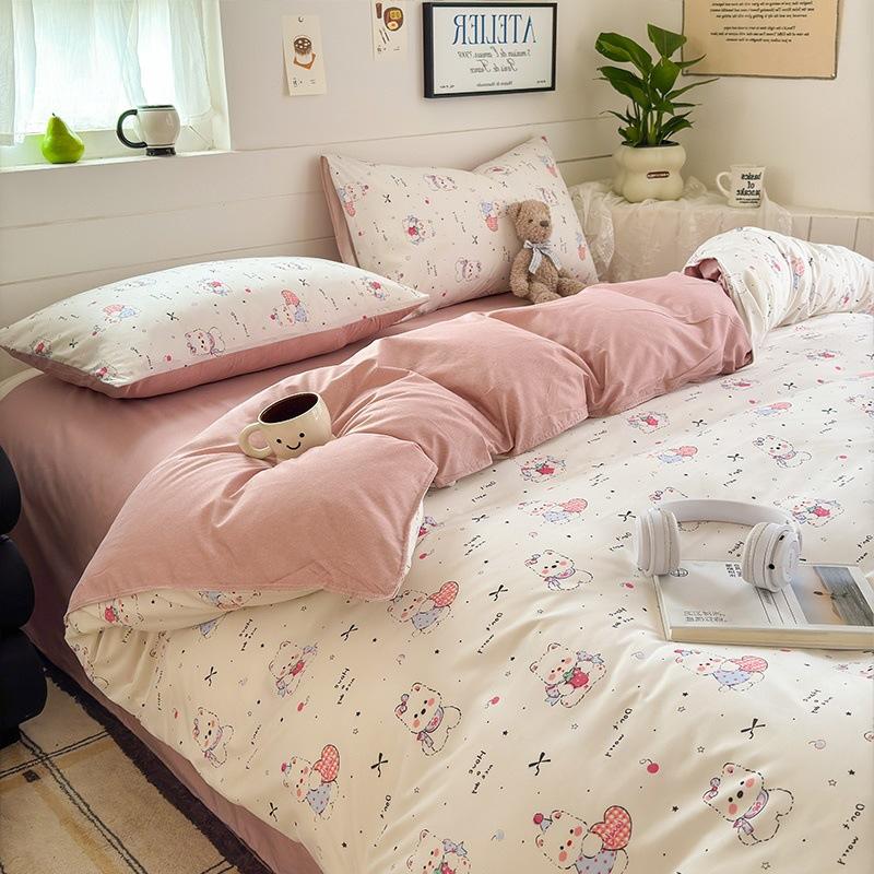 Small Fresh Four-piece Bed Sheet Set Quilt Cover Set Single Dormitory Three-piece Set Skin-friendly and Comfortable Bedding