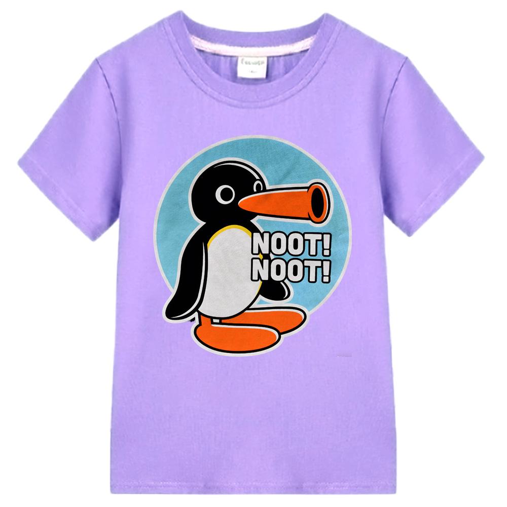 Pingu Abbigliamento Bambini Top per Ragazzi/Ragazze Maniche Corte Sportiva Moda Streetwear Fumetti Girocollo T-shirt