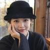 Vintage Hepburn Style Black Round Top Bucket Hat For Women