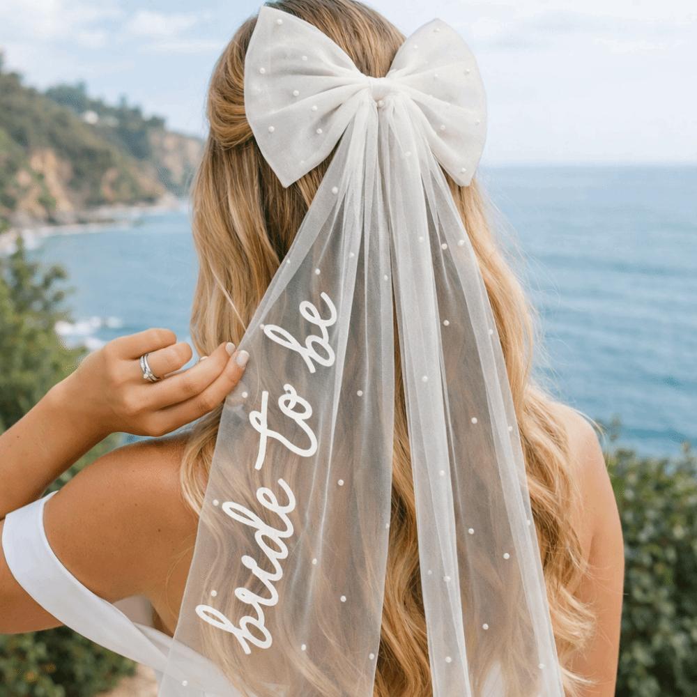 Pearl Bridal Veil Bow Bride Head Gauze Temperament Marry Veil Bride Accessories