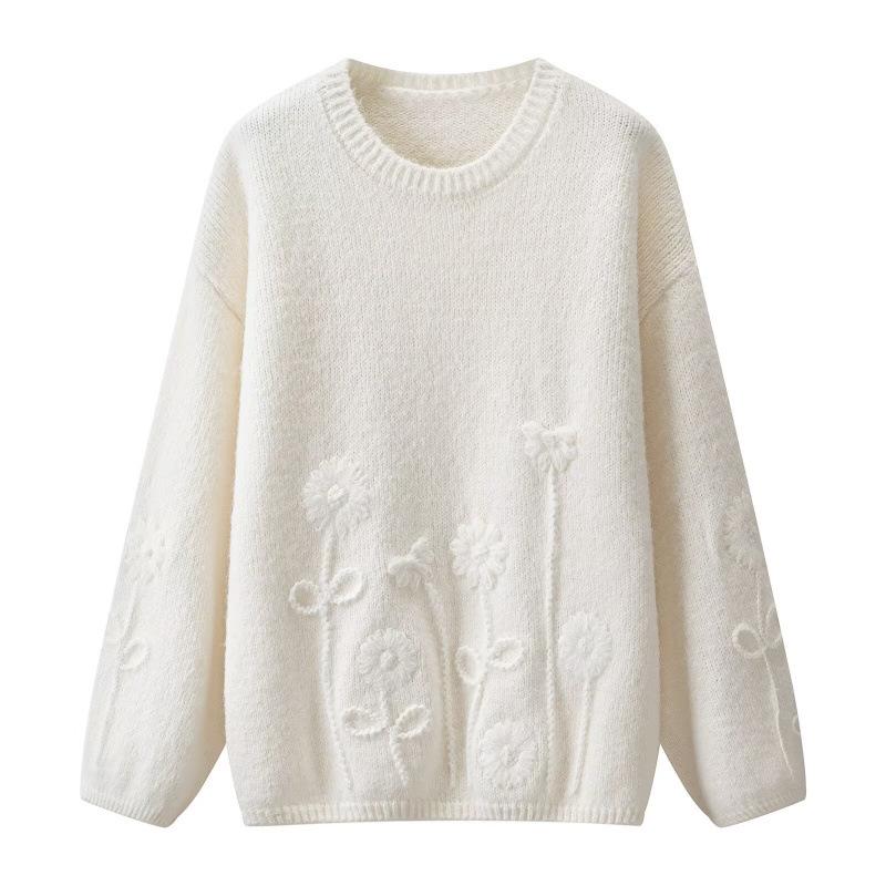 Women's Autumn 2026 Stylish Loose Jacquard Knit Pullover Sweater