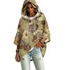 Women's Vintage Floral Print Hooded Pullover Top with Three-Quarter Sleeves for Casual Daily Wear