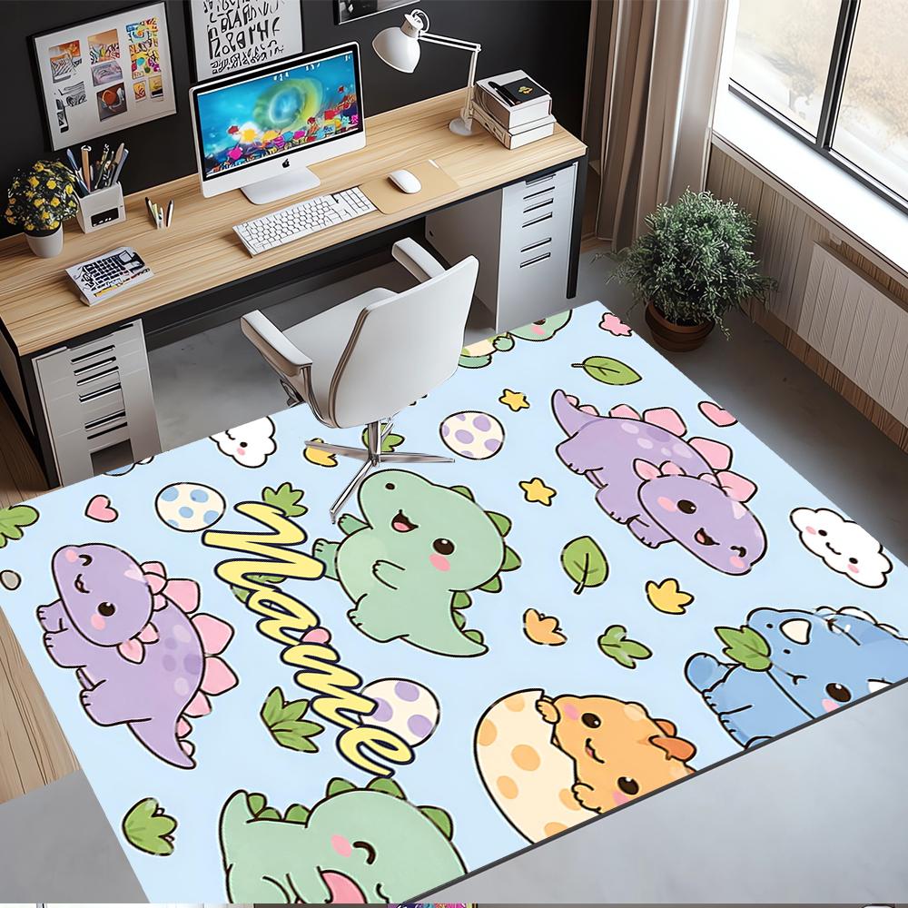 Custom Name Dinosaur Printed Carpet,Rug for Office Chair Living Room Bedroom Kitchen Room Decor Gifts.