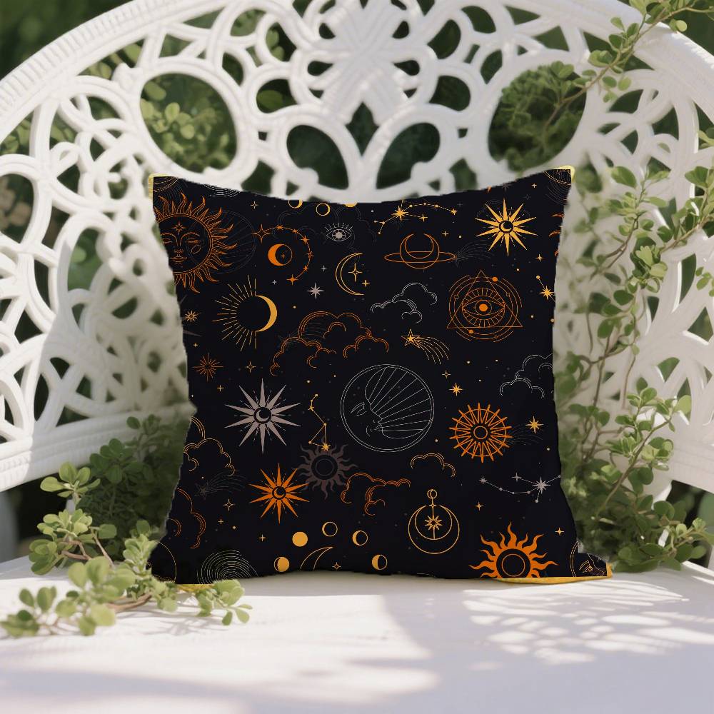 Традиционный Ид Ид Символ Принт Наволочка Антипылевой клещ Наволочка Невидимая молния Шелковистый Короткий плюш Чехол для диванной подушки 12x12Inch