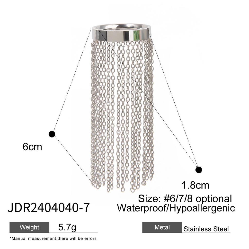 Jieding 18k Gold Stainless Steel Tassel Ring - European & American Niche Titanium Jewelry