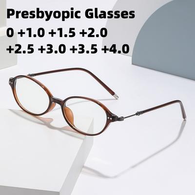 2026 Nowe Retro Okulary do Czytania z Owalną Oprawką Blokujące Niebieskie Światło dla Prezbiopów Ultralekkie Komfortowe Soczewki od 0 do +4.0