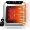 Přenosný ohřívač, 800W Keramický zásuvný ohřívač, Elektrický ventilátorový ohřívač prostoru s dálkovým ovládáním, 12h časovač, LED displej,