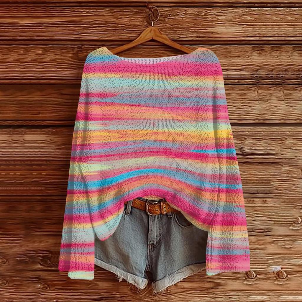 Women's Round Neck Lightweight Sweater Casual Long Sleeve Knit Pullover
